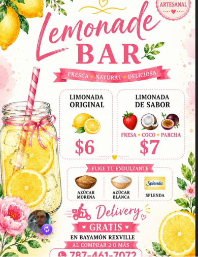 Menú Lemonade Bar